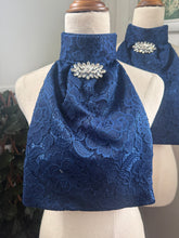 HHD Dressage Euro Stock Tie ‘Helena’ in Navy Blue Lace