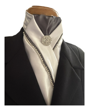 HHD White Satin Dressage Stock Tie with Rhinestones in Black Other Colours Available