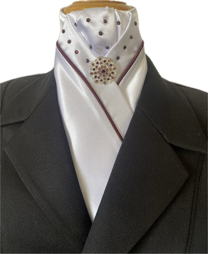 HHD Dressage Stock Tie in Burgundy with Swarovski Elements