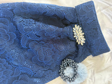 HHD Dressage Euro Stock Tie ‘Helena’ in Navy Blue Lace