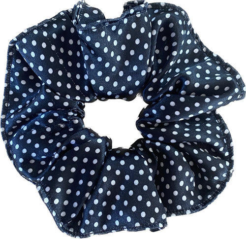 HHD Black n White Pokadot Satin Scrunchie