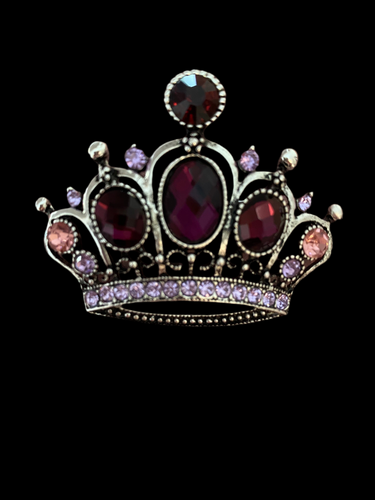 Stunning Silvertone Coloured Rhinestone Crown Stock Pin Brooch