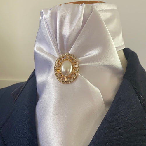 HHD White Satin Dressage Stock Tie Sari