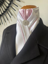 HHD White Satin Custom Pretied Stock Tie Baby Pink