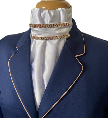 HHD Dressage Euro Stock Tie ‘Marilyn’ with Crystals in Rose Gold