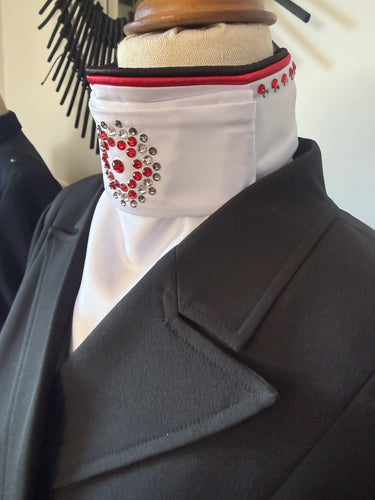 HHD Dressage Euro Stock Tie ‘Serena’ in Black & Red with Swarovski Crystals