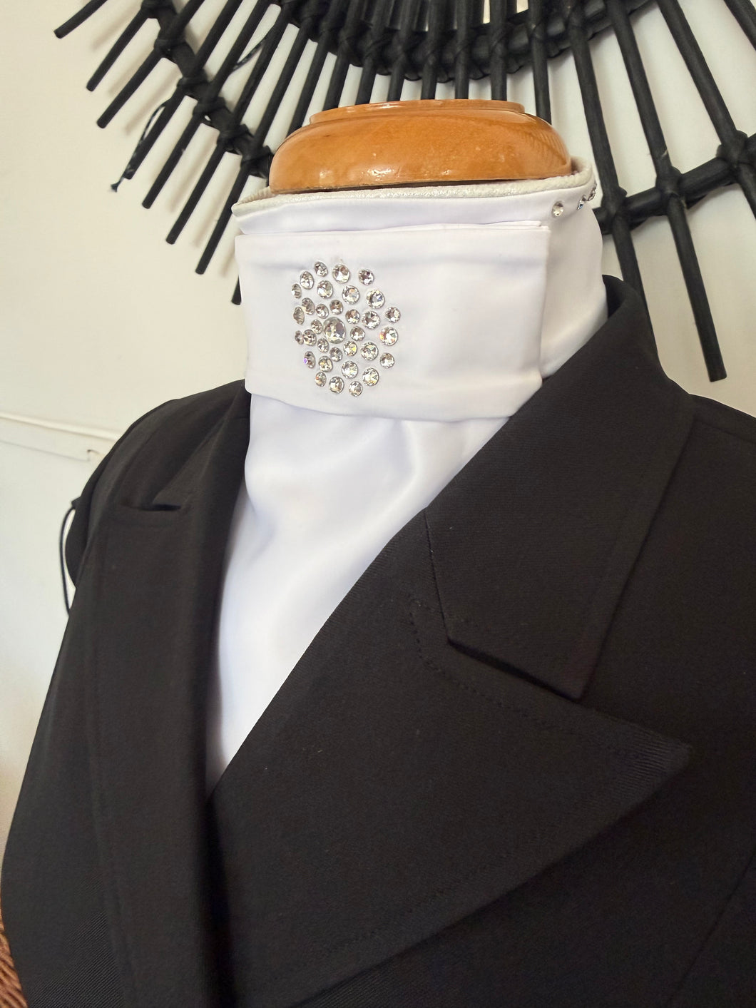 HHD Dressage Plastron  Stock Tie ‘Serena’ in Silver with Swarovski Crystals