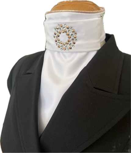 HHD Dressage Plastron Stock Tie ‘Serena’ in Rose Gold with Swarovski Crystals
