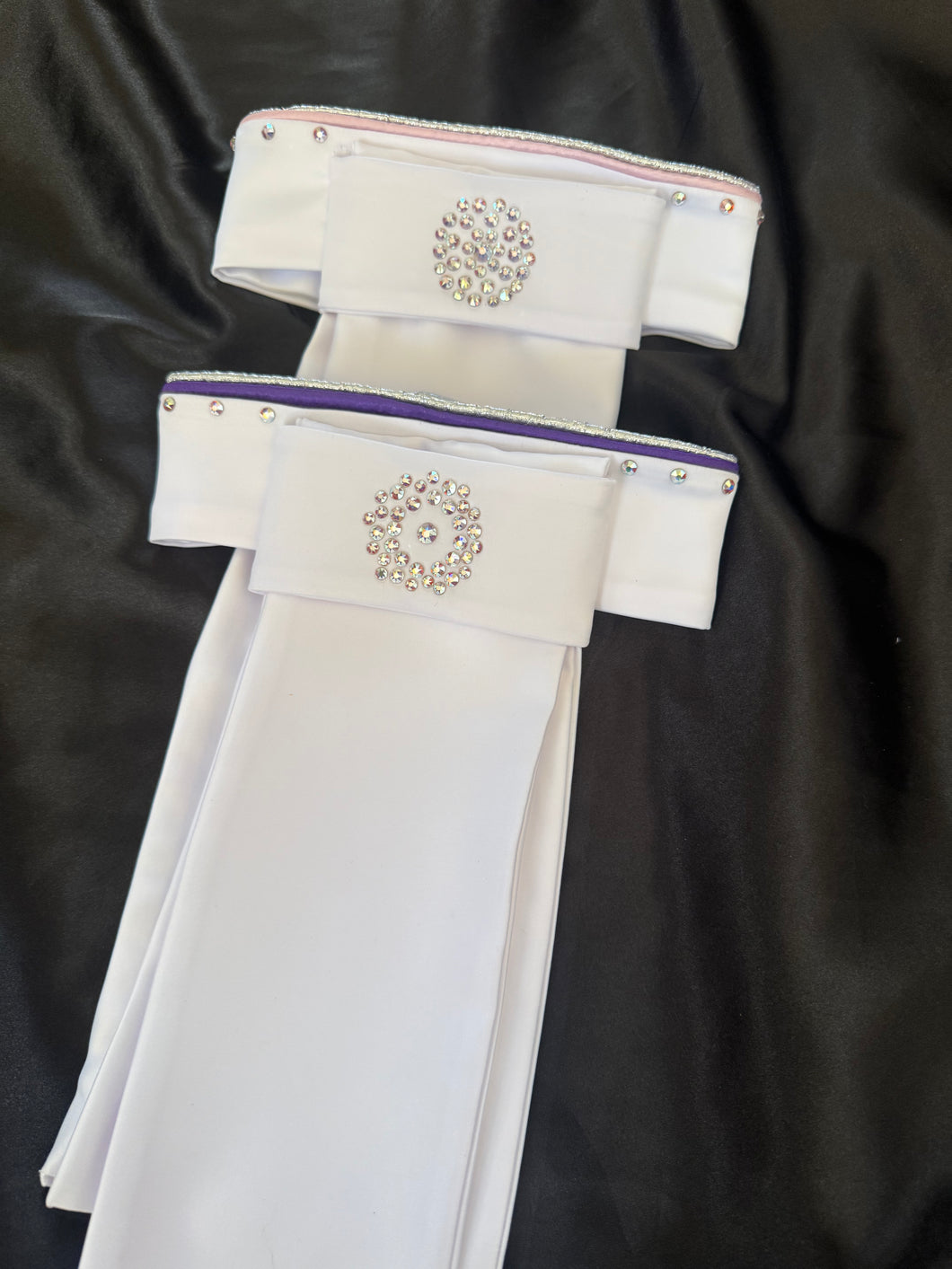 HHD Dressage Plastron Stock Tie ‘Serena’ in Pink or Purple and Silver with AB Swarovski Crystals