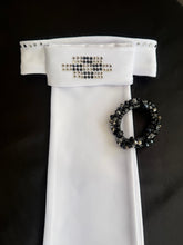 HHD Dressage Plastron Stock Tie ‘Serena’ in Black Graphite and Clear Swarovski Crystals
