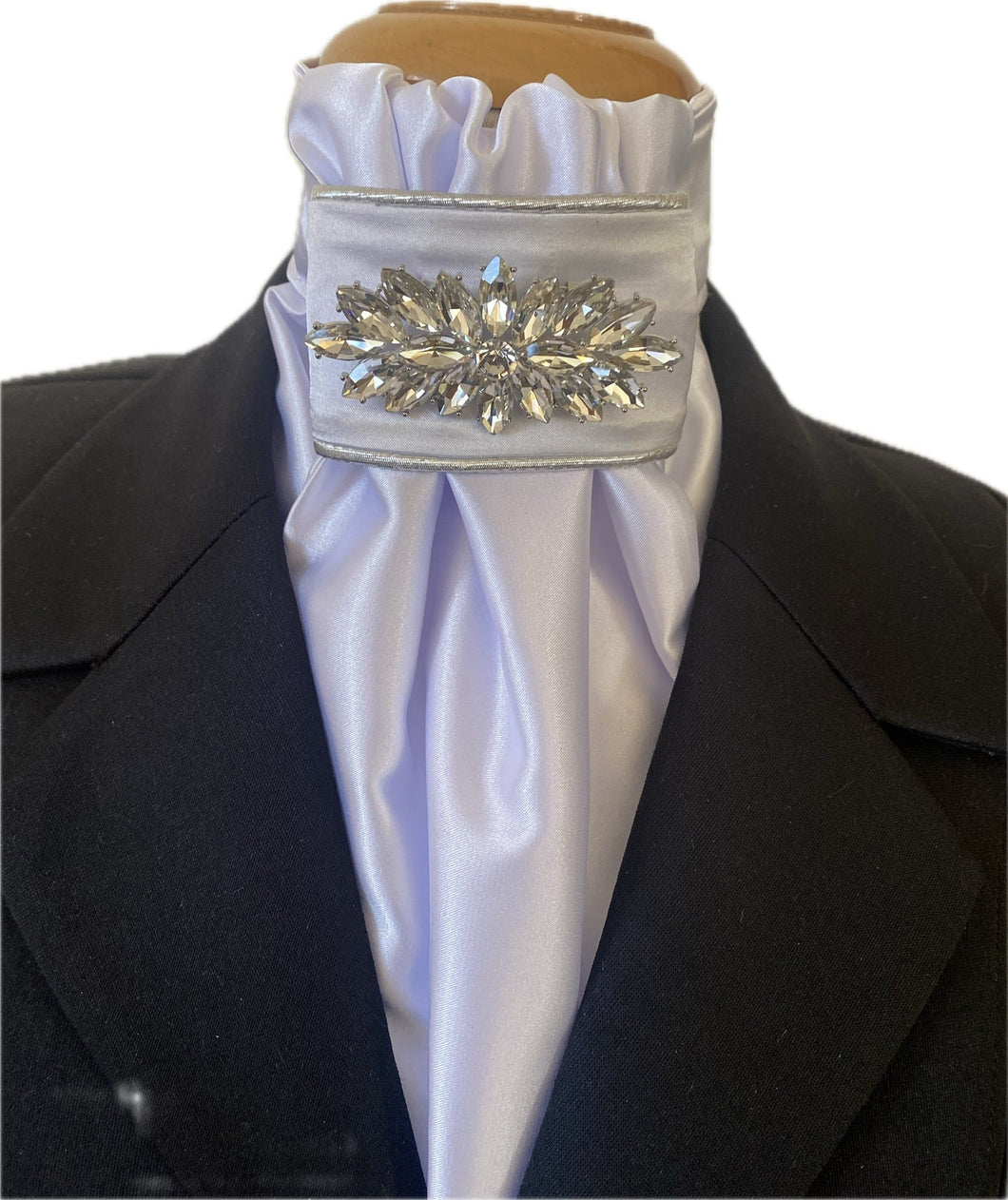 HHD Dressage Equestrian White Euro Stock Tie Plastron Blossom
