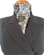 HHD Dressage Euro Stock Tie ‘Rosalea’ in White Black Embroidered Lace with Sequins