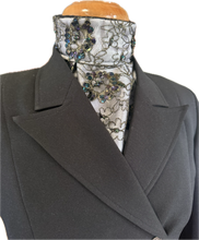 HHD Dressage Euro Stock Tie ‘Rosalea’ in White Black Embroidered Lace with Sequins