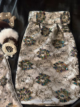 HHD Dressage Euro Stock Tie ‘Rosalea’ in White Black Embroidered Lace with Sequins