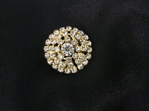 Stunning Round Dressage  Rhinestone Stock Pin in Goldtone
