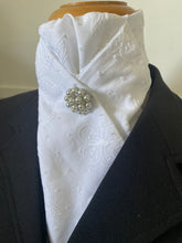 HHD White Embroidered Cotton Dressage Stock Tie