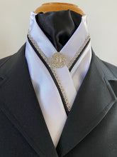 HHD White Satin Dressage Stock Tie with Rhinestones in Black Other Colours Available