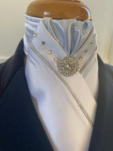 HHD White Dressage  Stock Tie ‘Shine’ Silver with Swarovski Crystals
