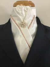 HHD Ivory Cream Satin Custom Stock Tie with Rose Gold Piping