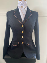 HHD Show Riding Dressage Stretch Jacket Coat Navy Blue or Black with Rose Gold Contrast
