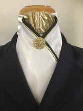 The HHD ‘Sophie’ Custom Stock Tie in Navy or Black & Gold Rhinestone Pin