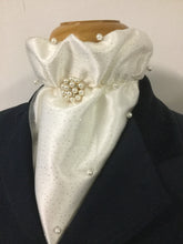 HHD ‘Lilly’ Dressage Euro Stock Tie in Ivory Cream with Gold Pearls