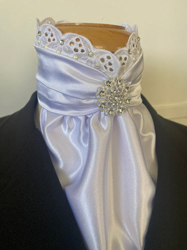 HHD Dressage Euro Stock Tie ‘Chloe’ with Lace Swarovski Crystals & Pearls