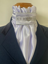 HHD White Satin Euro Dressage Stock Tie ‘Tomi’ with Swarovski Elements
