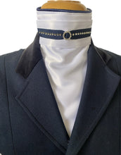 HHD Dressage Euro Plastron Stock Tie ‘Kelli’ Navy Blue with Swarovski Crystals In