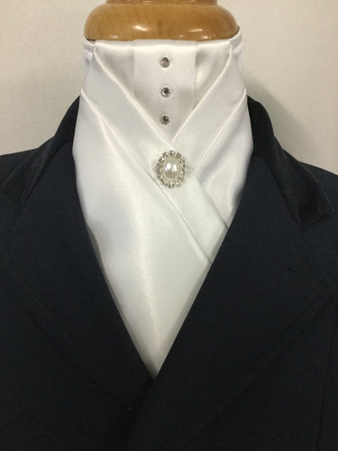 HHD ‘Anna’ White or Ivory Dressage Stock Tie with Swarovski Elements