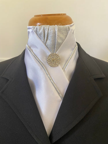 HHD Custom White Stock Tie in Silver