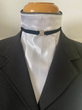 The 'Gabby' White Dressage  Euro Stock Tie Black & Silver