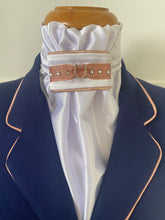 HHD White Satin Euro Dressage Stock Tie ‘Tomi’ with Swarovski Elements