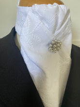 HHD White Embroidered Cotton Dressage Stock Tie