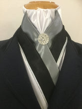 HHD 'The Royal' Dressage Stock Tie White, Grey & Black