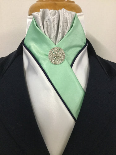 HHD ‘The Royal’ Pretied Stock Tie Silver Spot, Mint Green & Navy