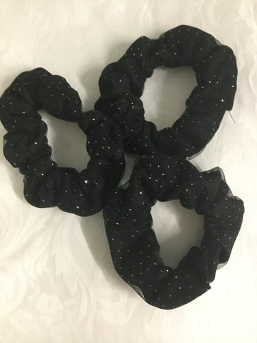 HHD ‘Eliza’ Dressage Show Hair Scrunchie Black & Silver Glitter