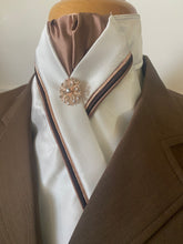 HHD Dressage Stock Tie Ivory or White,  Triple Piping in Bronze, Brown & Rose Gold