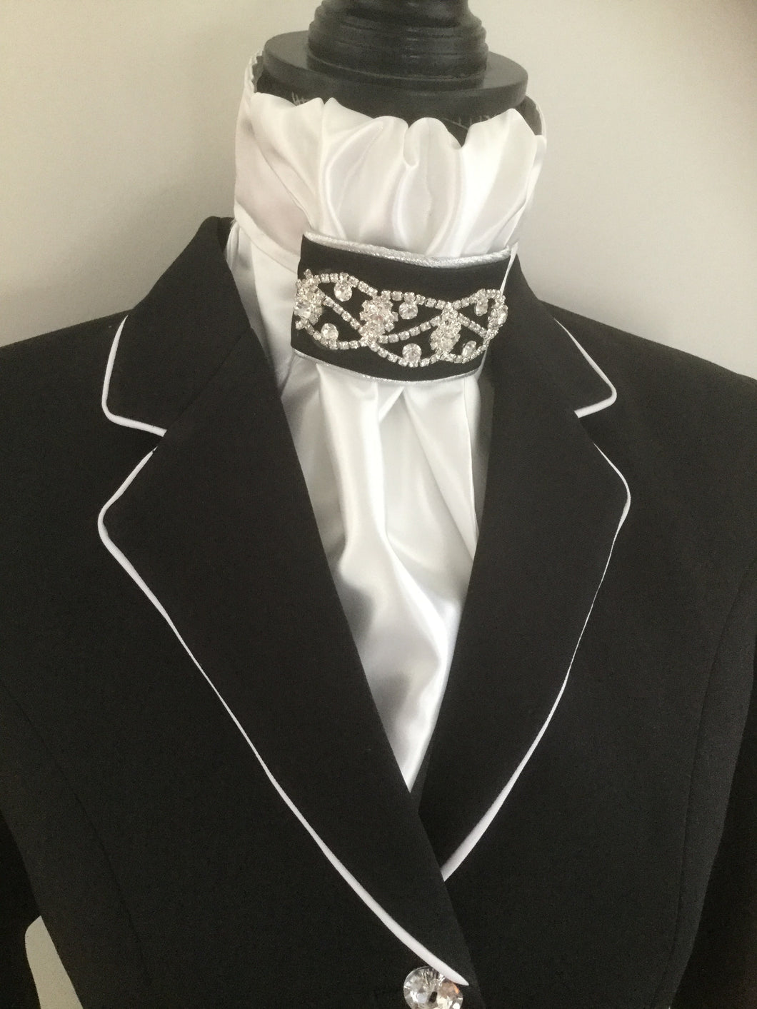 HHD Show Riding Dressage Cutaway Jacket Navy Blue or Black Diamonte Bu Heavenly Horse Designs