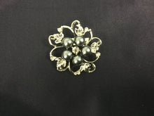 Grey Pearl & Rhinestone Silver Stock Pin