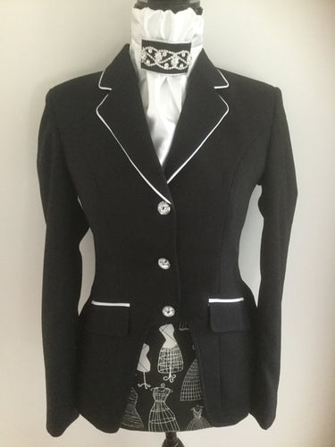 HHD Show Riding Dressage Cutaway Jacket Navy Blue or Black Diamonte Buttons