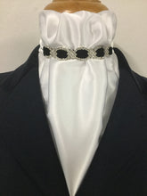HHD White Satin Euro Dressage Stock Tie ‘ALICE’ Black or Navy with Rhinestones