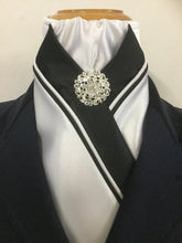 HHD ‘Grace’ Custom White & Black Dressage Stock Tie Rhinestone Pin