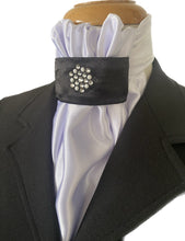 HHD White Euro Dressage Stock Tie ‘Blossom’ Black with Swarovski Elements