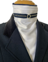 HHD Dressage Euro Plastron Stock Tie ‘Kelli’ Navy Blue with Swarovski Crystals In