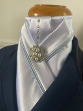 HHD White Dressage Stock Tie ‘Anna’ Double Piping & Silver Swarovski Elements