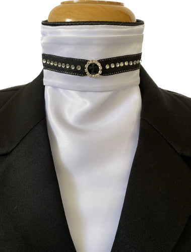 HHD Dressage Euro Plastron Stock Tie ‘Kelli’ in Black with Swarovski Elements