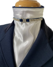 HHD The 'Christina' White Satin Dressage Euro Stock Black or Navy With Crystals