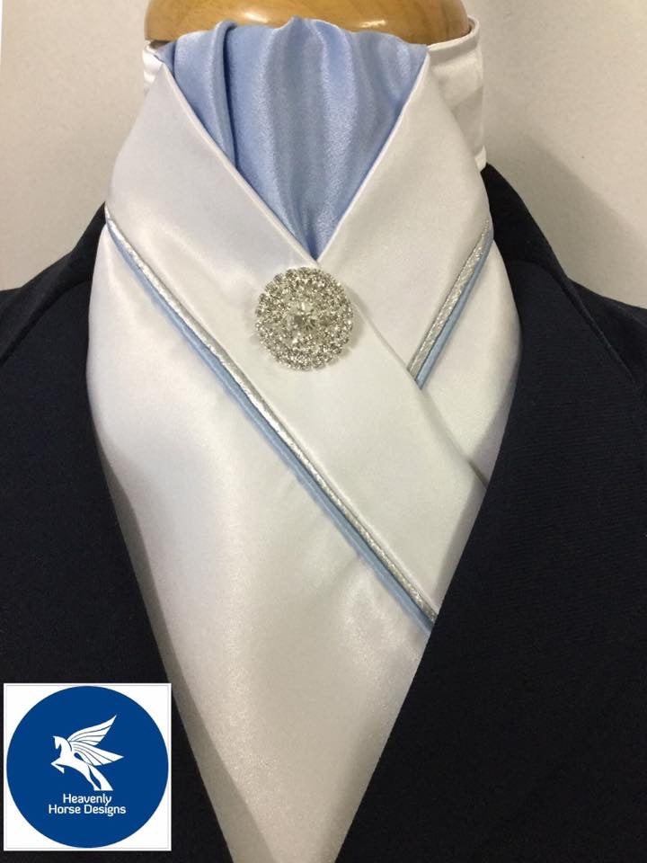 HHD White  Custom Pretied Stock Tie Light Blue