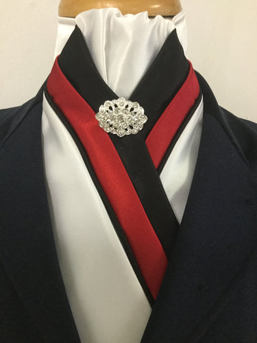 HHD 'The Royal' Dressage Stock Tie White, Red & Black